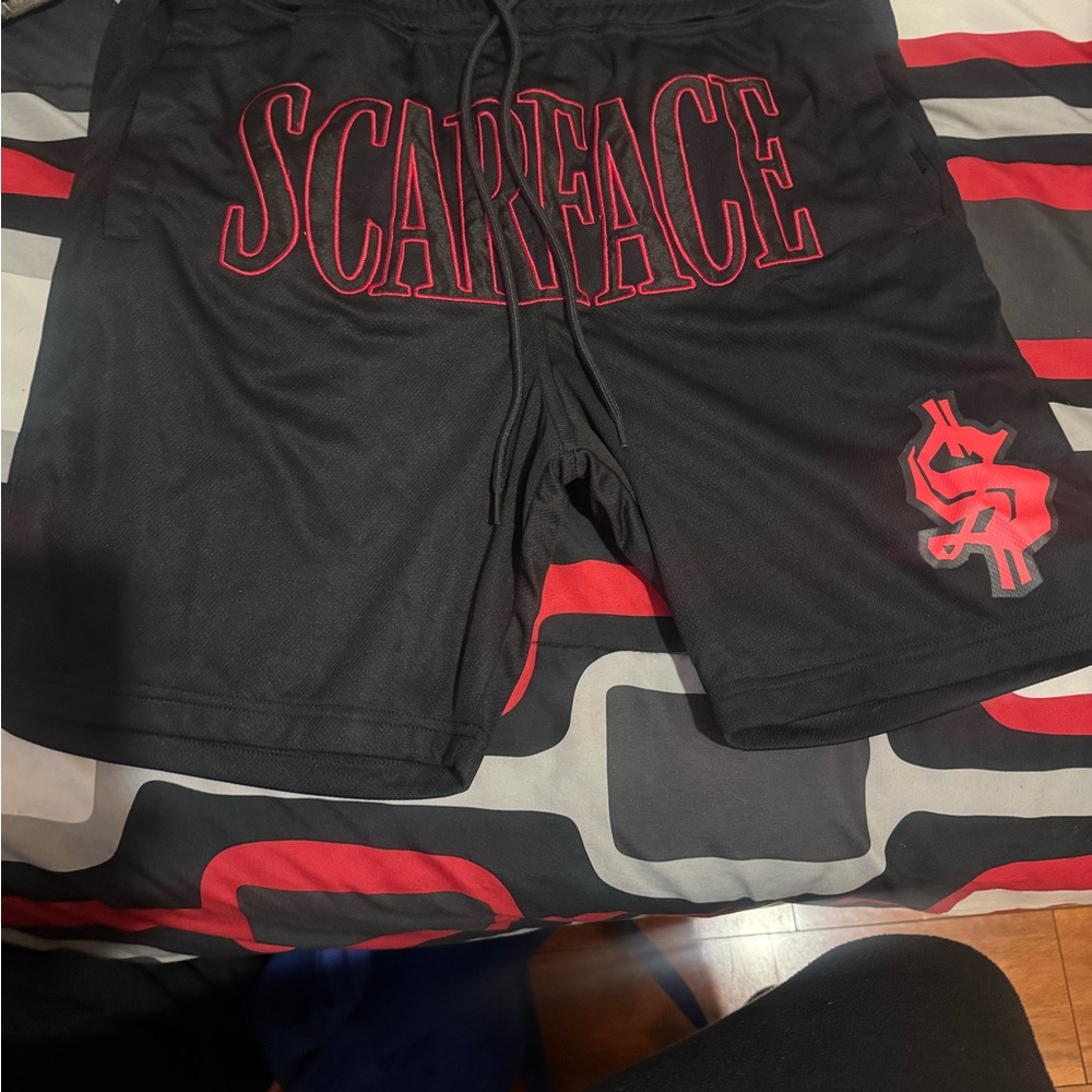 Scarface Black and Red Shorts